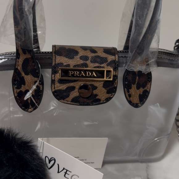 🤍 Leopard and Clear Mini Bag with Black Chain WITH AN AUTHENTIC PRADA CHARM🤍 - Picture 3 of 7